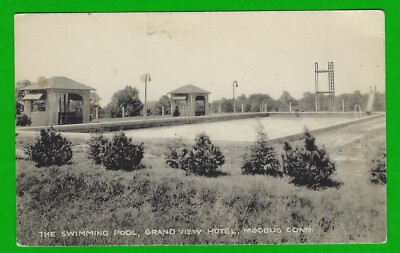 (4462) SWIMMING POOL ~ DIVING BOARD ~GRAND VIEW HOTEL ~MOODUS CT c1915