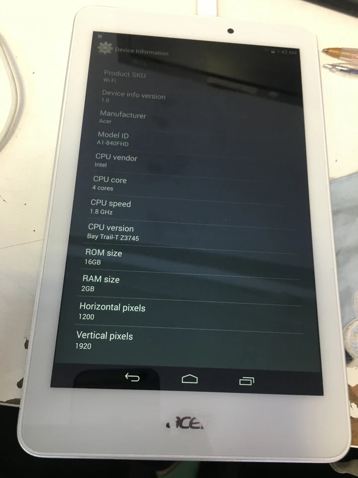 Acer Iconia Tab 8 A1-840 FHD Tablet 7,9" Touch 1280x800 Atom Z3745 16GB 2GB WiFi - Bild 2 von 4