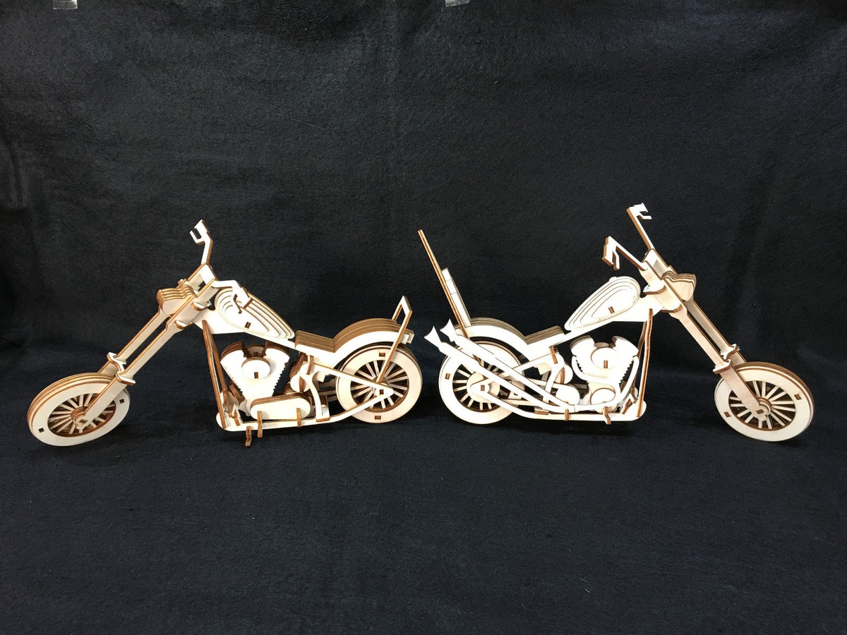 Laser Cut Wooden Easy Rider Harley Chopper Motorcycles 3D