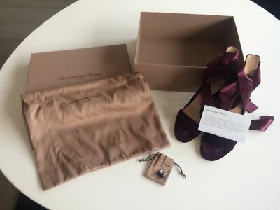 Sandales Gianvito Rossi Velours Satiné Prune - Taille 35.5, Talon Haut, Portées Une Fois