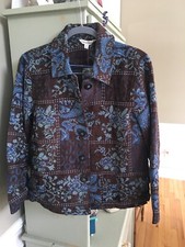 Travel Smith Blues/browns Tapestry Lined Jacket Sz S New With Extra Button