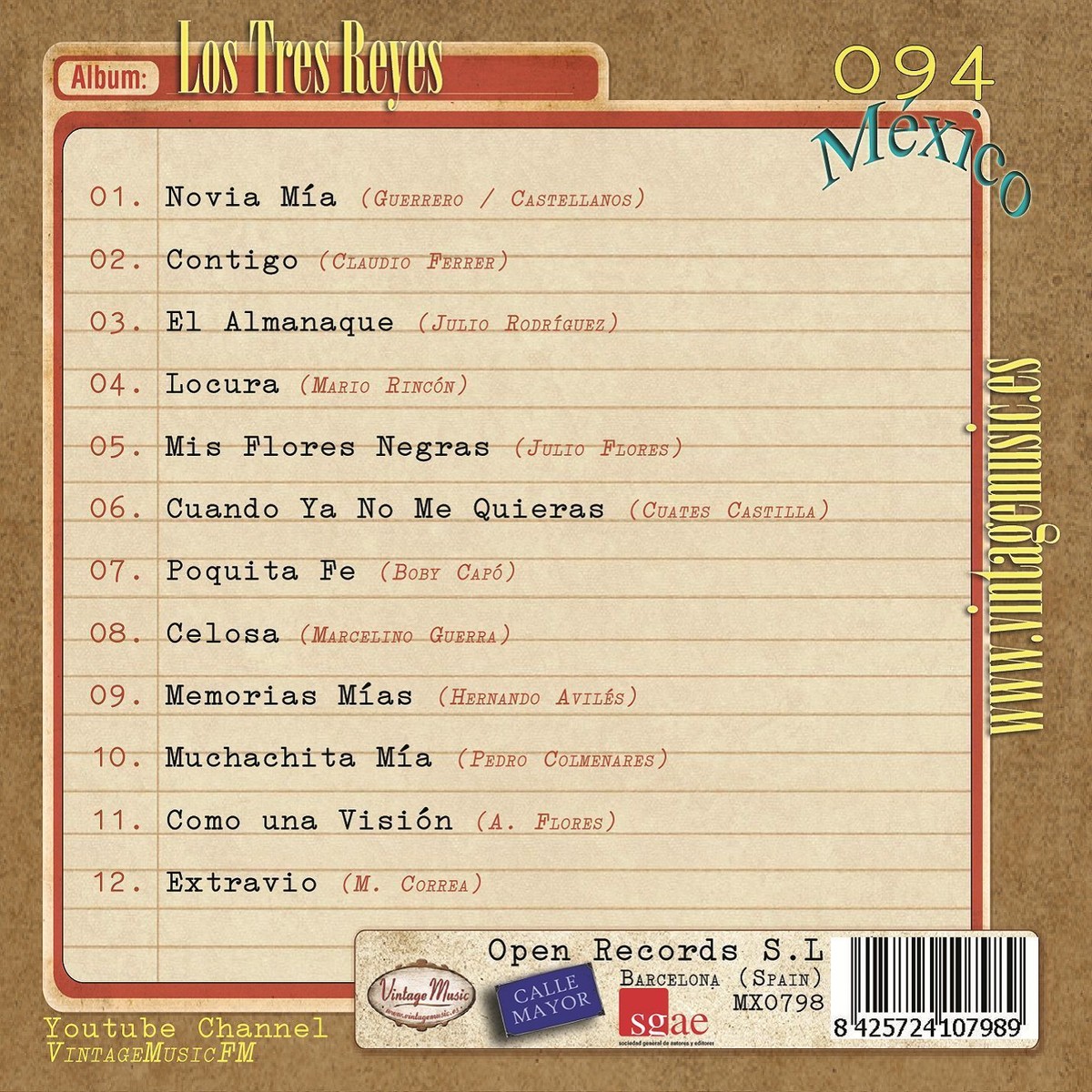 LOS TRES REYES Mexico Collection CD #94/100 - MEXICAN Trio LOS TRES REYES Mexico Collection CD #94/100 - MEXICAN Trio