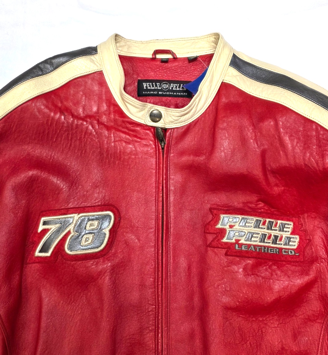 vtg 90s PELLE PELLE Marc Buchanan LEATHER Jacket Men's 52 2XL XXL