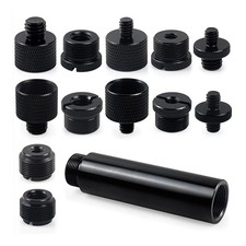 13 Pack Microphone Stand Adapter Screws with Extension Tube,Black Aluminum Al