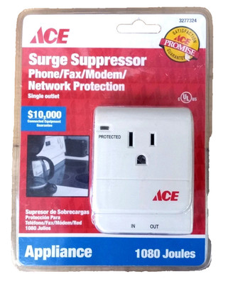Sealed Ace Surge Suppressor Phone Fax Modem Network Protection 1080 Joules
