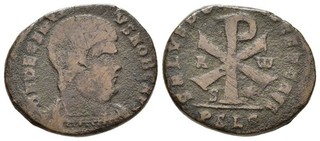 FITZ Rome Decentius Caesar Lugdunum 353 AD Christogram Very Rare µMAS1962