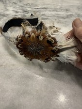 Feather Hatband Brown White Black Lightweight 28 inch Vintage
