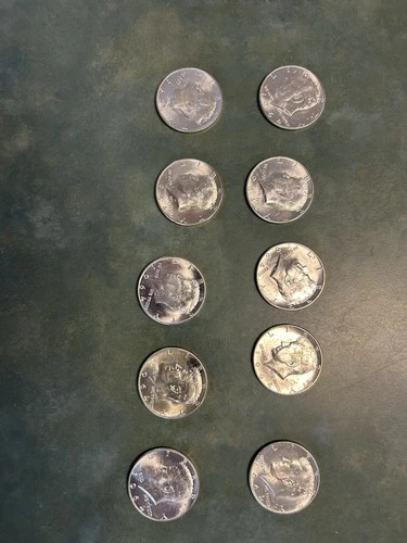 1964 Kennedy Silver Half Dollar Coins Lot of 10 Uncirculated
