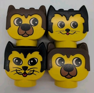 LEGO Duplo Primo Köpfe 4x 2x Bär Katze Kater Vintage Tier Figur