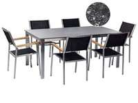 GartenmöBel Set Esstisch 180X90 Cm Mit 6 StüHlen Stoff Schwarz Cosoleto/Grosseto