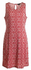 GEORGE STRETCH Red White Abstract Print Dress XL 16 - 18