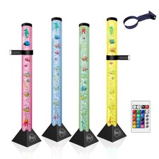 4FT Sensory LED Water Bubble Fish Tube Floor Lamp with Wall Bracket, 16 Color...