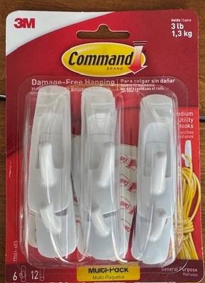 (2) New (only 1 shown).  Each has (6) Command Strips & (12) medium indoor strips