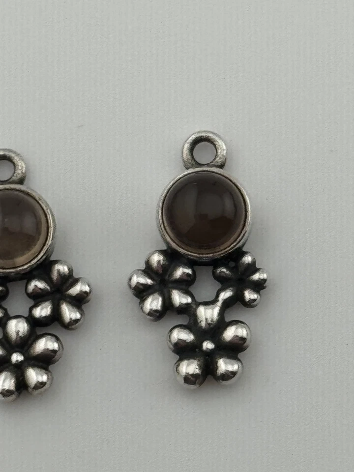 Pandora Plata Esterlina Cuarzo Ahumado Ramo Flor Componer Pendiente Dije 290631 Foto 4 de 4