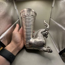 Lovely Ancient Achaemenid Inspired Silver Coated Rhyton