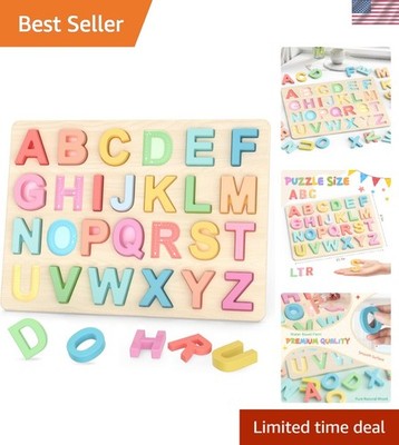 Wooden Alphabet Puzzle for Kids - 26 Uppercase Letters, Educational Fun!