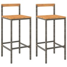 Image of Bar Stools Pub Stool Bar Chair Grey Poly Rattan and Solid Wood Acacia vidaXL
