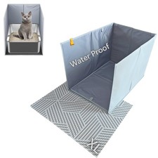 Extra Large Cat Litter Box Enclosure with Litter Mat, Open Top High Side, All...