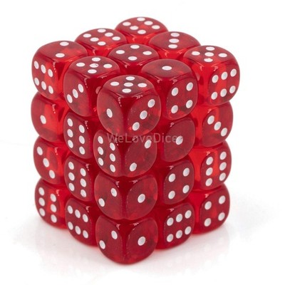 d6Cube12mmTR RDwh - Chessex (Pack of 36)