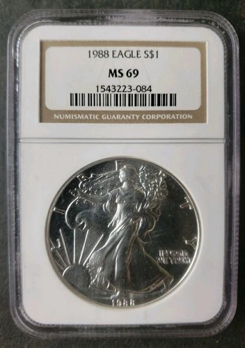 1988 $1 American Silver Eagle Dollar NGC MS69