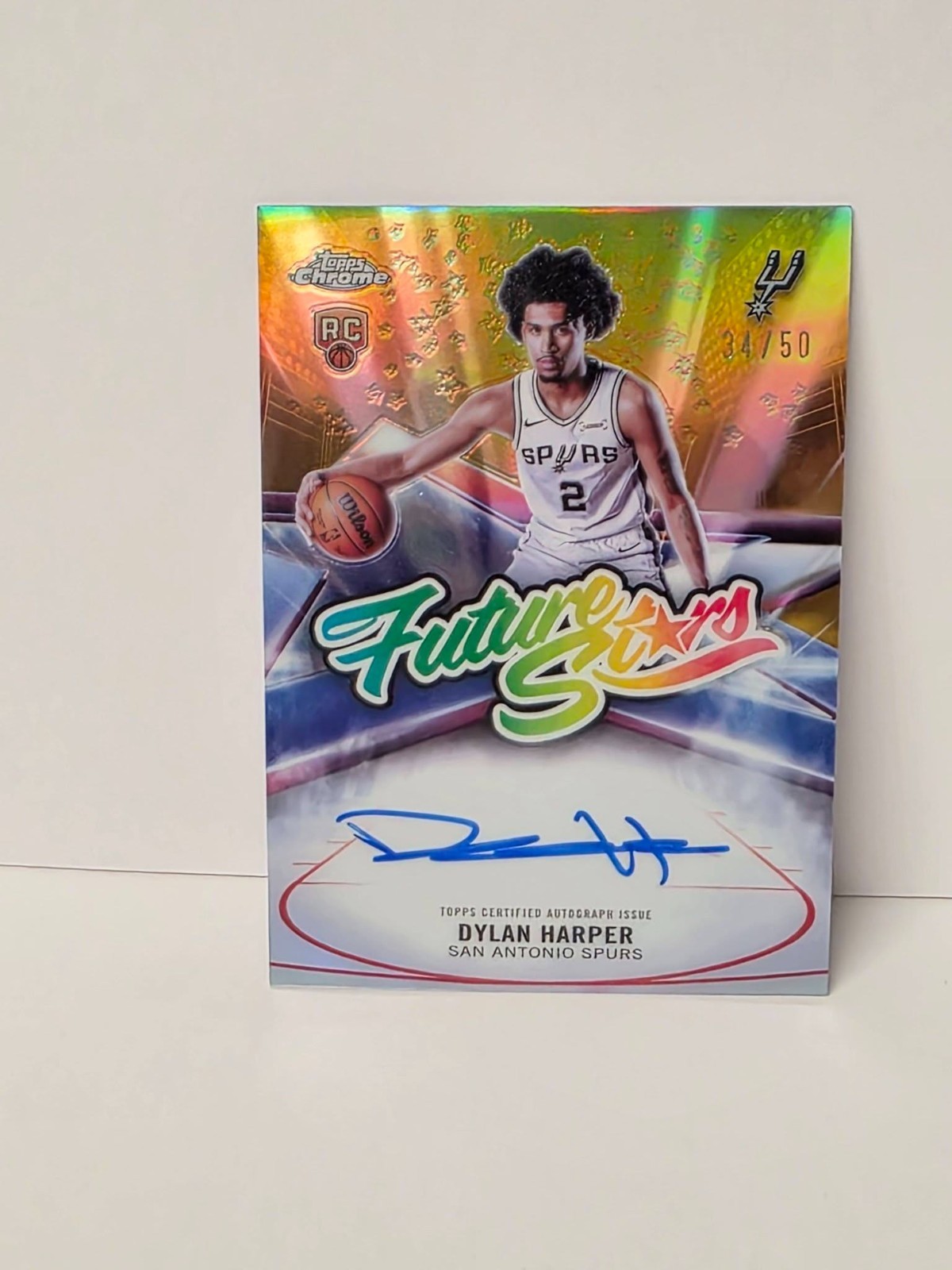 2025/26 TOPPS CHROME Dylan Harper Future Stars Gold Refractor 34/50 RC AUTO