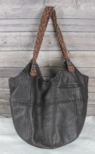The Sak Dark Brown Leather Hobo Shoulder Bag Braided Strap Magnetic Snap Closure