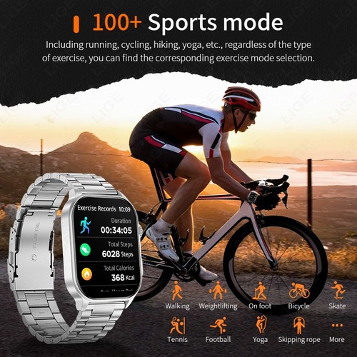 Smart Watch for Men 2.01 HD Screen Health Fitness Tracker Heart Rate Waterproof