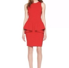Michael Kors red sleeveless peplum dress Sheath Career Cocktail Party Size- 0