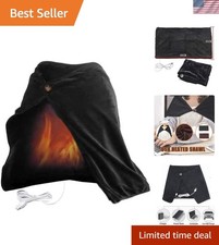 Intelligent USB Heating Shawl in Soft Black Fleece - For Ultimate Winter Warmth
