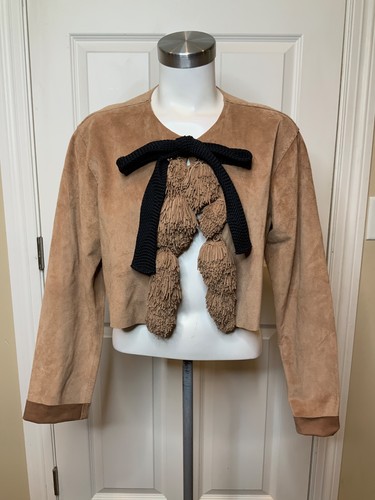 Yves Saint Laurent Rive Gauche, Giacca scamosciata Yves Saint Laurent vintage Rive Gauche cropped nuova con etichetta taglia 12 | 44