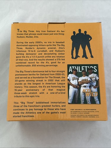 Oakland Athletics BIG THREE HUDSON MULDER ZITO BOBBLEHEAD SGA NEU IM KARTON 2017 MLB NEUWERTIG - Bild 2 von 8