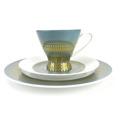 Rosenthal Porzellan Kaffeegedeck Form 2000 Fuge Türkis Hans Theo Baumann Design