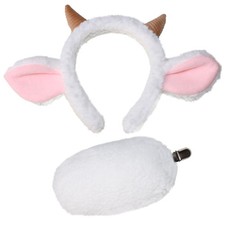 Goat Ears Headband with Small Horns,Goat Tail,Little Goat Costume Accessory