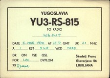 QSL radio card YU3RS815 1970 Ljubljana Yugoslavia Skedelj Franc