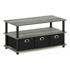 Furinno Frans Turn-N-Tube Engineered Wood Coffee Table in French Oak Gray/Black