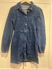 Pretty Little Thing Denim Long Sleeved Short Dress UK Size 8 Casual