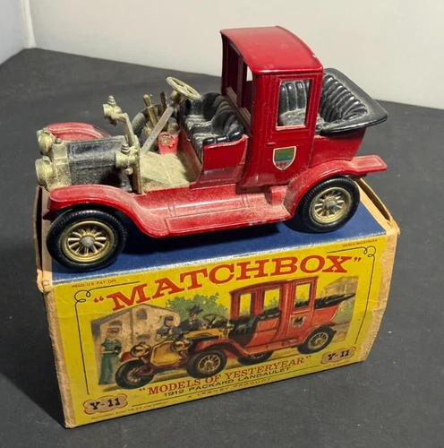 Vintage Original Boxed Lesney Matchbox #Y-11 1912 Packard Landaulet Die-Cast Car