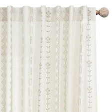 Neutral Farmhouse Curtains for Living Room 84 Inches Long,Taupe Cream Boho Li...