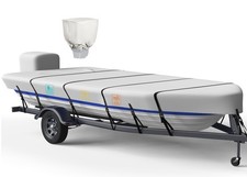 1200D 5-Layer Jon Boat Cover 16-18ft with Motor Cover  Super Waterproof 2-L...
