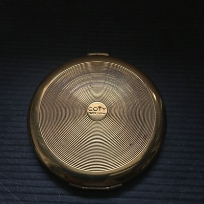 Vintage Coty New York ''Airspun'' Poudre de Beauté Gold Tone Compact Mirror Case
