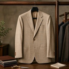 Giorgio Armani Le Collezioni Beige 40R PlaidWool Blazer