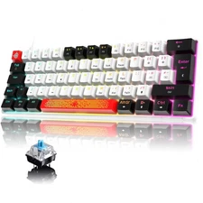 60% Wired RGB Gaming Keyboard New Design Keycaps Detachable Blue Switch 18 LED
