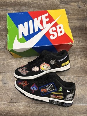 Nike SB Dunk Low Pro QS Neckface Black/Multicolor, 2022 DQ4488-001, Size 10.5