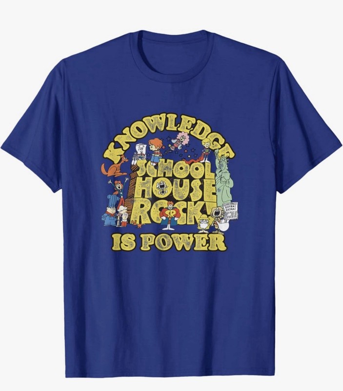 Schoolhouse Rock Knowledge is Power - New - T-Shirt - Teacher Tee T-Shirt