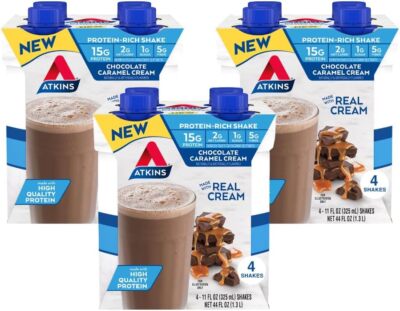 (12 Pack) Atkins Chocolate Caramel Cream Protein Nutrition Shake, 11 Fl Oz