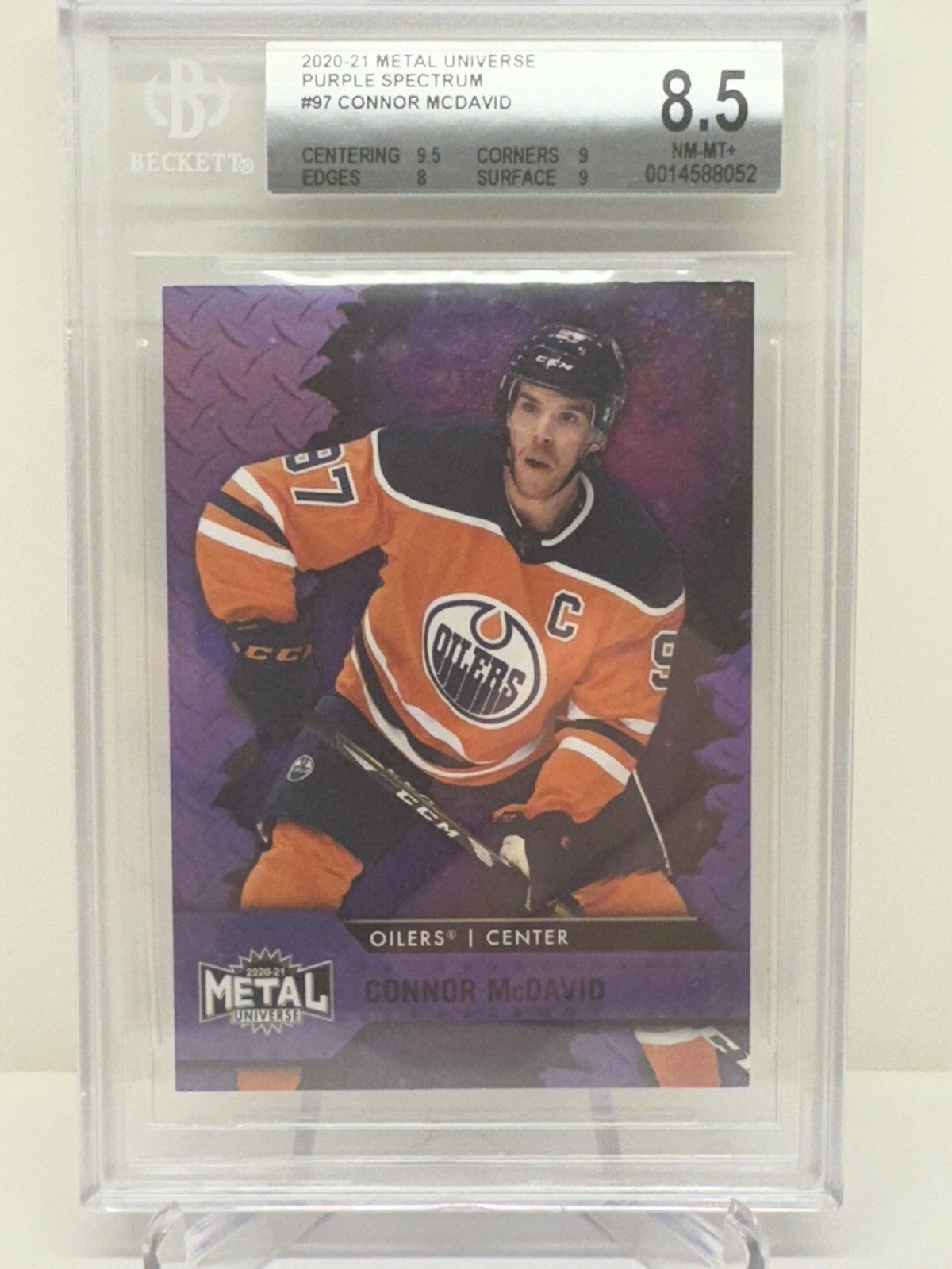 2020-21 Metal Universe Connor McDavid Purple Spectrum PMG 028/199 Oilers 8.5 041