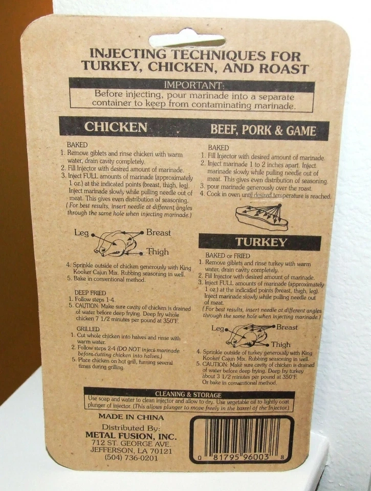 Inyector de adobo KING KOOKER 1 onza con aguja - Modelo T13 - Nuevo en paquete Foto 2 de 2