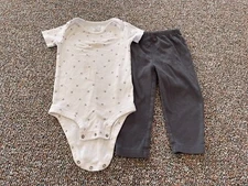 Carter's Child of Mine Girls Flower Bodysuit & Gray Leggings 18M