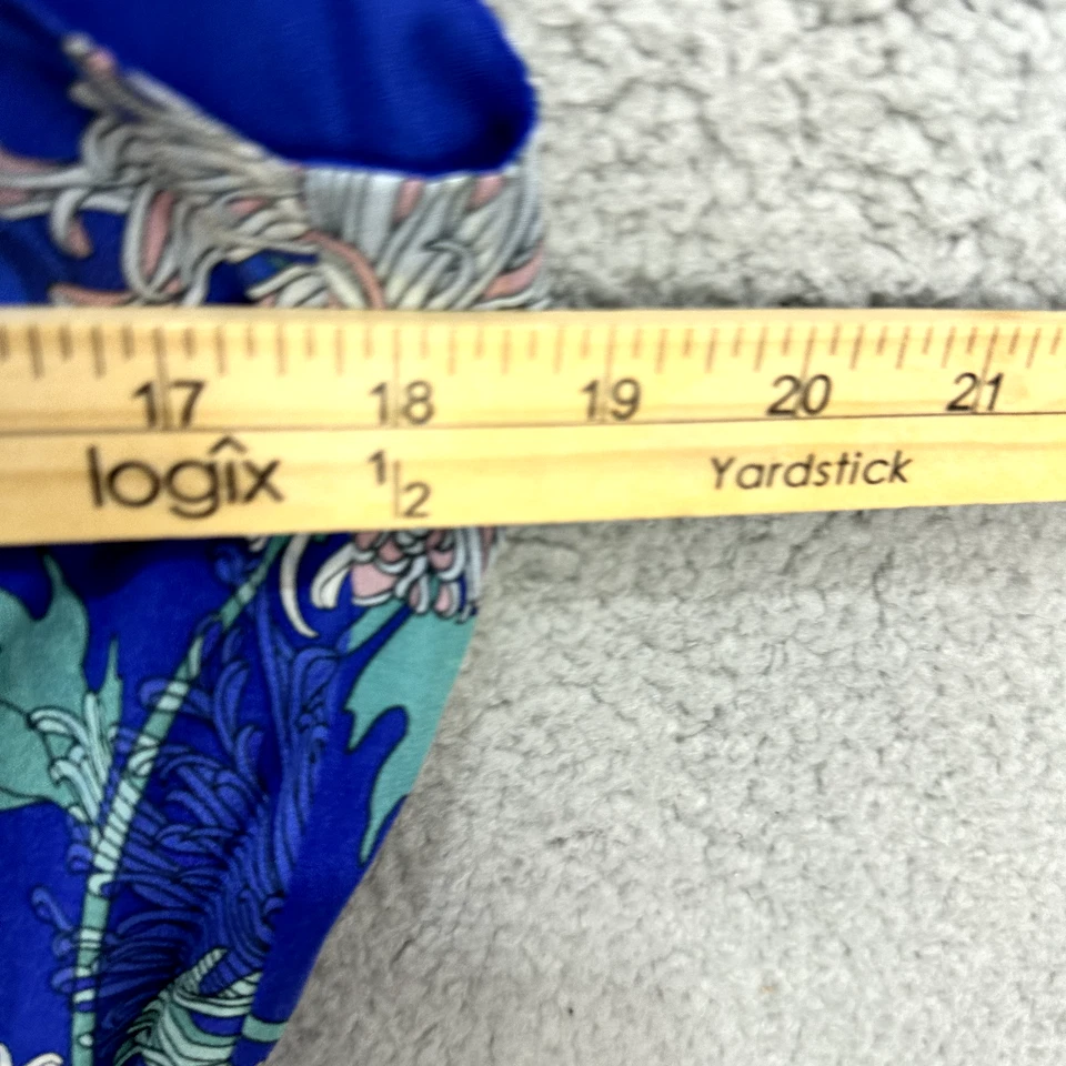 Vestido de Seda GREYLIN Pequeño Azul Floral Sin Mangas Cuello en V Boho Resort Y2K Vacaciones Foto 4 de 4