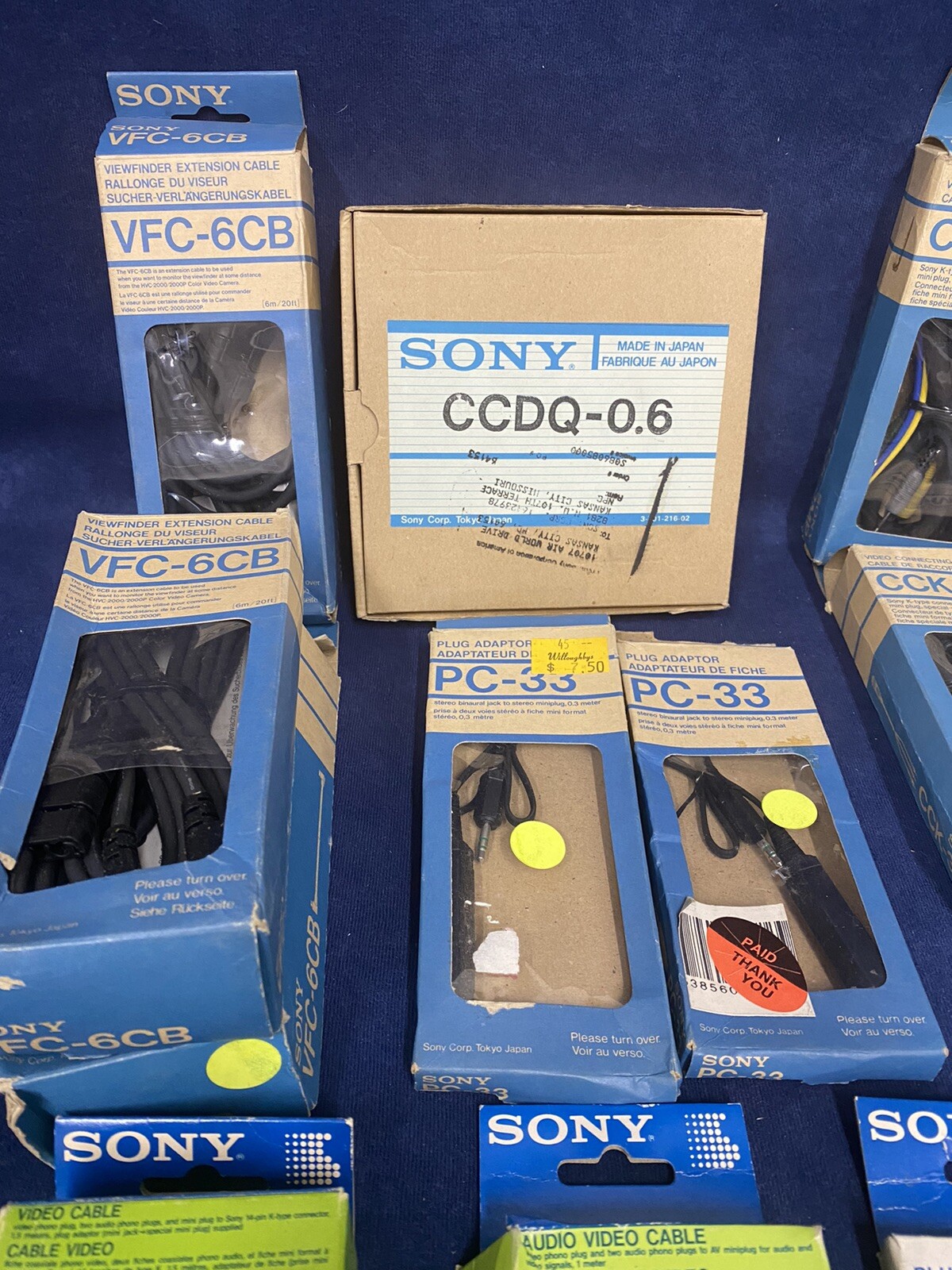 Sony NOS Brand New SONY Audio & Video 22 cables Lot VMC, VFC, DCC, CCK, PC, EAC